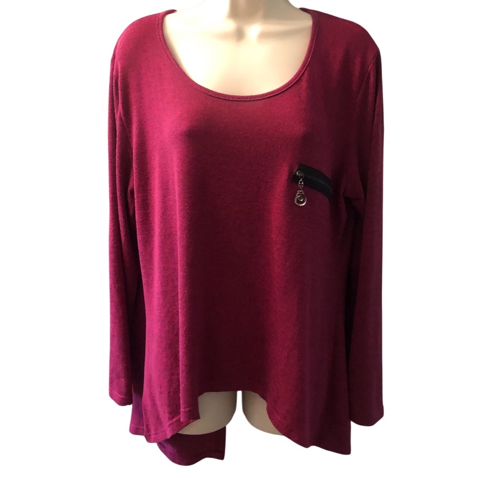 Lavena Women's Burgundy Long Sleeve Top Size XXL